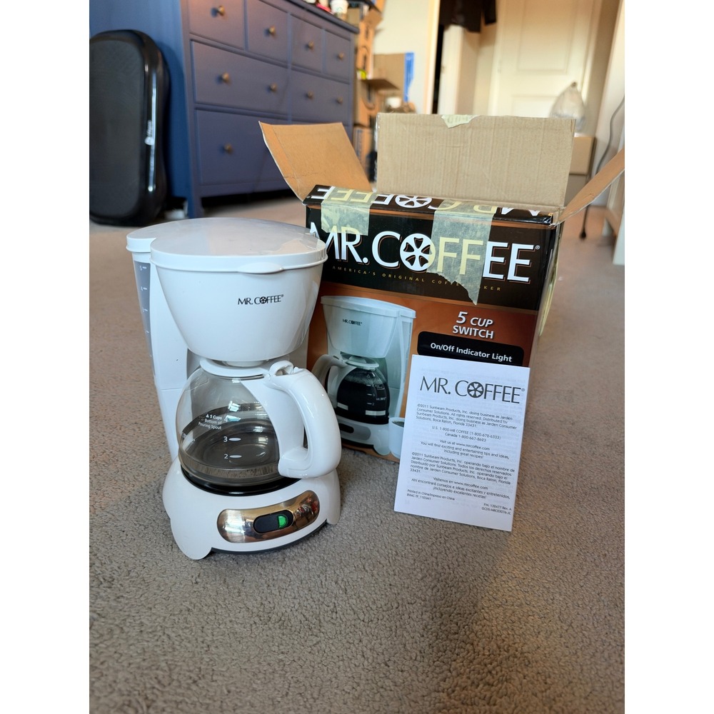 Mr Coffee 5 Cup Switch Coffee Maker White TF Series with Box and Filter